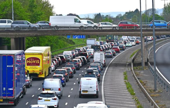 Heavy traffic at a standstill in North Somerset, UK.