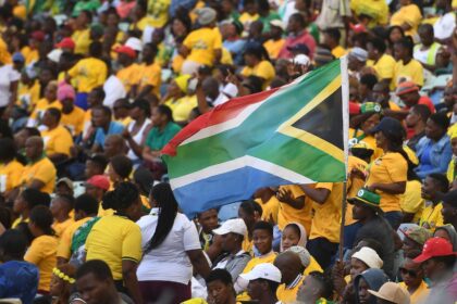 Members of the ANC gather at the Moses Mabhida stadium in Durban, South Africa, 12 January 2019.