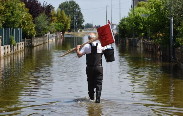 Emilia Romagna region submerged in water days after heavy flood, Ravenna, Italy.