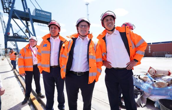 Labour leaders Ed Miliband, Sir Keir Starmer and Anas Sarwar on the campaign trail.