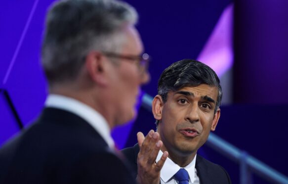 UK Prime Minister Rishi Sunak and Labour Party leader Keir Starmer debate at BBC.