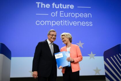 Ursula von der Leyen and Mario Draghi in Brussels, on 9 September 2024.