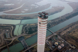 Abandoned coal power plant located in the delta of the river Po, Italy. 25 January 2020. Credit: Viviani Mirco / Alamy Stock Photo