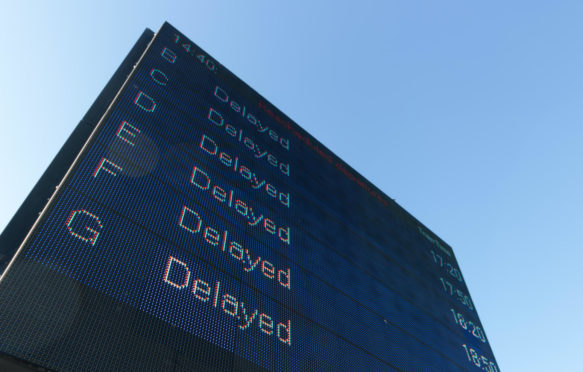 Display board showing extreme delays.