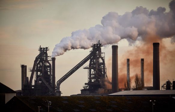 Sunrise at British Steel Limited steelworks, Scunthorpe Lincolnshire