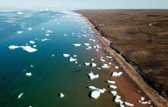 The coast of Jameson land on the edge of Scoresbysund, north east Greenland.