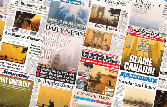 Montage of newspapers by Joe Goodman for Carbon Brief.