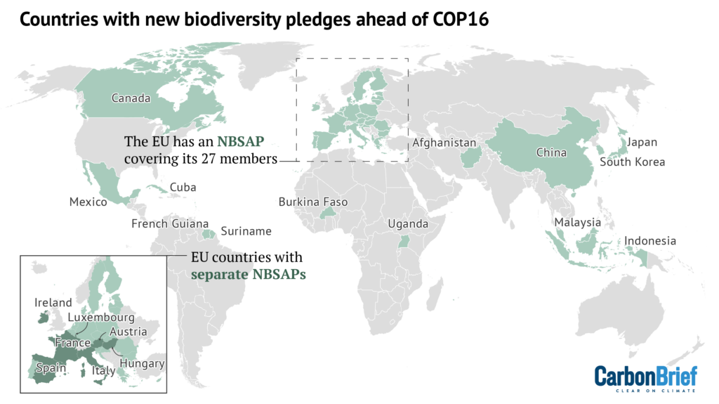 Countries with new biodiversity pledges ahead of COP16